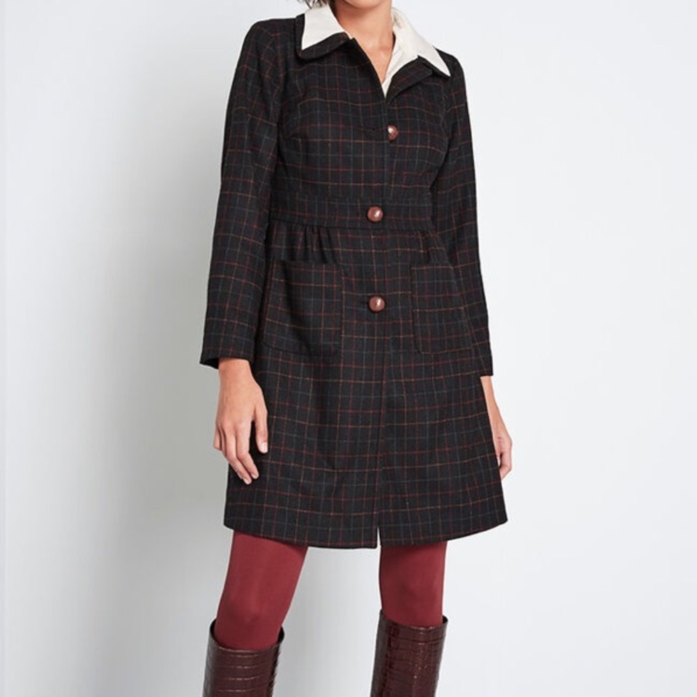 -Modcloth NWOT plaid coat